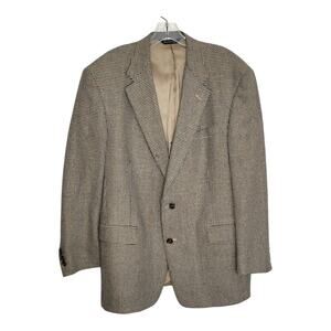 Burberrys' Sport Coat Houndstooth 1990s Navy Tan Academia Men 42R